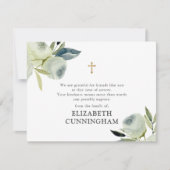 メモリアルモダンウォーター色フローラ金ゴールドクロス サンキューカード (正面)