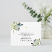 メモリアルモダンウォーター色フローラ金ゴールドクロス サンキューカード (スタンド正面)