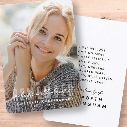 メモリアルモダンシンプル写真エレガントを記憶 サンキューカード