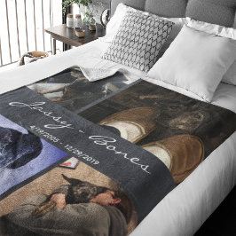 メモリアルモダンペットコラージュ黒板 フリースブランケット