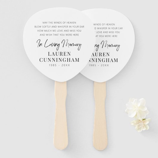 メモリアルモダン引用文エレガントシンプルシック ハンドファン (正面&裏面)