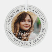 メモリアルモダン引用文シエレガントックカスタム ガラスオーナメント (裏面)