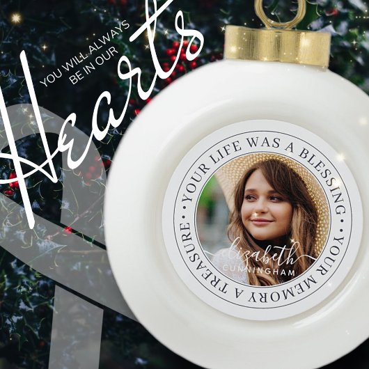 メモリアルモダン引用文シエレガントックカスタム セラミックボールオーナメント