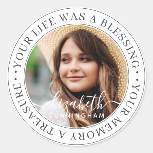 メモリアルモダン引用文シエレガントックカスタム ラウンドシール (正面)