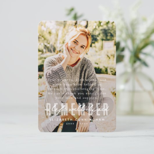 メモリアルモダン思い出シンプルすエレガントる写真 サンキューカード (スタンド正面)