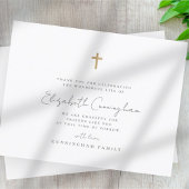 メモリアルモダン葬シンプルフェイク金ゴールドクロス サンキューカード