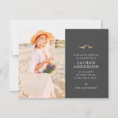 メモリアルモダン葬式シンプルシック金ゴールドバード サンキューカード (正面)