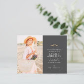 メモリアルモダン葬式シンプルシック金ゴールドバード サンキューカード (スタンド正面)