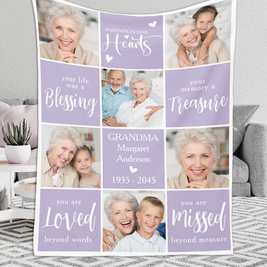 メモリアルモダン6フォトコラージュ家族の記憶 フリースブランケット