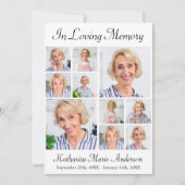 メモリアルモダン6フォトコラージュ悔やみや弔慰記念 サンキューカード (正面)