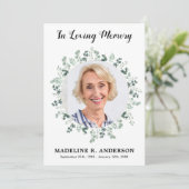 メモリアルユーカリ写真悔やみや弔慰葬儀 サンキューカード (スタンド正面)