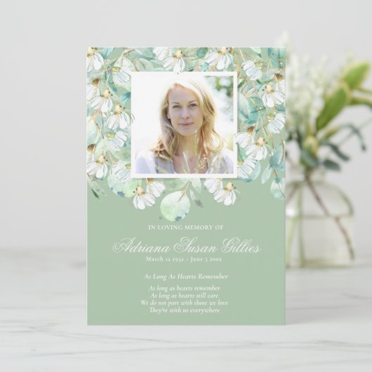 メモリアルユーカリ写真葬儀サンキューカード (スタンド正面)