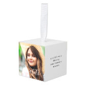 メモリアルラブビヨンドワードシンプルシック写真 キューブオーナメント (正面アングル)