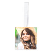 メモリアルラブビヨンドワードシンプルシック写真 キューブオーナメント (正面)