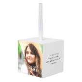 メモリアルラブビヨンドワードシンプルシック写真 キューブオーナメント (裏面アングル)