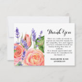 メモリアルラベンダーピーチバラ悔やみや弔慰葬儀 サンキューカード (正面)