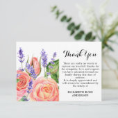 メモリアルラベンダーピーチバラ悔やみや弔慰葬儀 サンキューカード (スタンド正面)