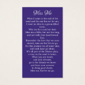 メモリアルラベンダーピーチバラ葬儀祈りの言葉カード (裏面)