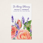 メモリアルラベンダーピーチバラ葬儀祈りの言葉カード (正面)