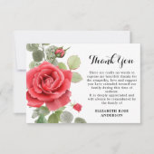 メモリアルレッドローズフローラ悔やみや弔慰葬儀 サンキューカード (正面)