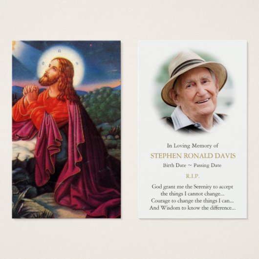 メモリアルロスカイ祈ス・イエスの祈りの言葉同情カード (正面&裏面)