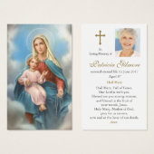 メモリアルロスカリーホリーロザリオ祈りの言葉同情カード (正面&裏面)