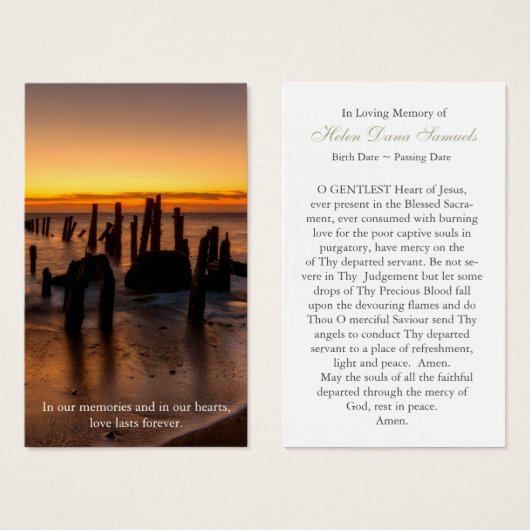 メモリアルロストサンセット葬儀祈りの言葉共感表 (正面&裏面)