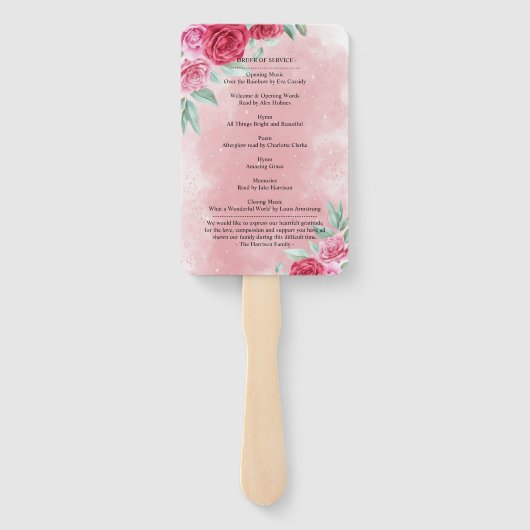 メモリアルロージーフローラお祝いオブライフ ハンドファン (裏面)