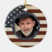 メモリアルヴィンテージアメリカ国旗のパーソナライズされた写真 セラミックオーナメント (裏面)