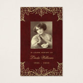 メモリアルヴィンテージブルゴーニュ金ゴールド葬祭祈りの言葉カード (正面)