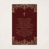 メモリアルヴィンテージブルゴーニュ金ゴールド葬祭祈りの言葉カード (裏面)