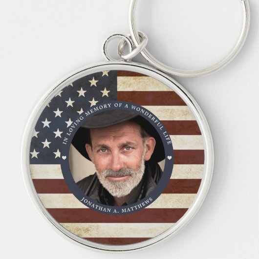 メモリアルヴィンテージ愛国的なアメリカ国旗の写真 キーホルダー (正面)