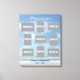 メモリアル写真のコラージュと海背景 キャンバスプリント