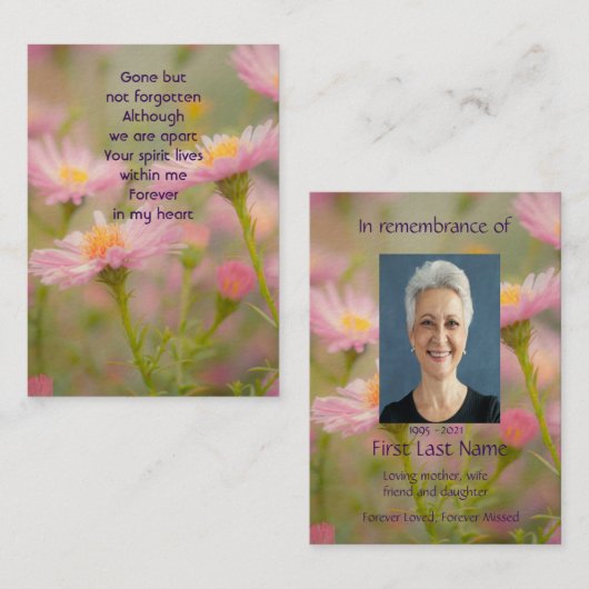 メモリアル写真アスター庭園の花 名刺 (正面/裏面)