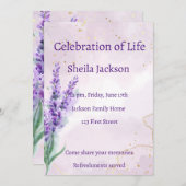 メモリアル写真カスタムラベンダーガーデンフラワー 招待状 (正面/裏面)