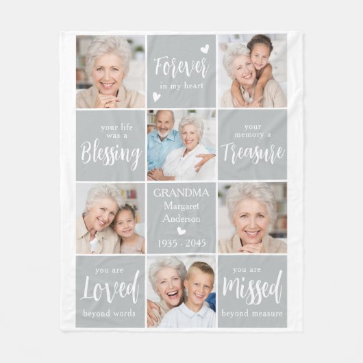 メモリアル写真コラージュ6記念パーソナライズされた資料 フリースブランケット (正面)