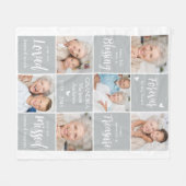 メモリアル写真コラージュ6記念パーソナライズされた資料 フリースブランケット (正面(横))