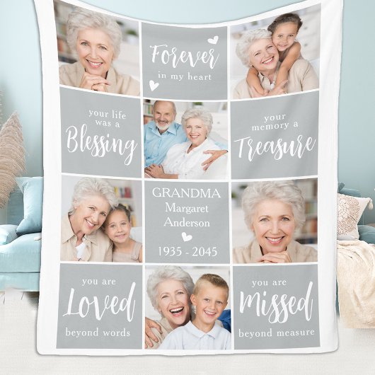 メモリアル写真コラージュ6記念パーソナライズされた資料 フリースブランケット