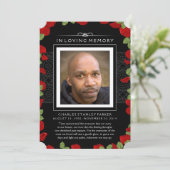 メモリアル写真サンキューカードエレガントブラック花びら 案内状 (スタンド正面)