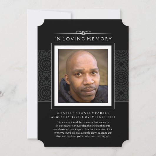 メモリアル写真サンキューカードエレガント – 黒 サンキューカード (正面)