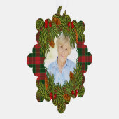 メモリアル写真タータンチェックプライド松の枝クリスマス オーナメントカード (右)