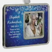 メモリアル写真テンプレートクリスマスクリスマスブルー シルバープレートフレームオーナメント (右)