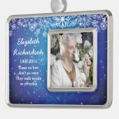 メモリアル写真テンプレートクリスマスクリスマスブルー シルバープレートフレームオーナメント (左)