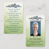 メモリアル写真多肉私の友人のお別れ 名刺 (正面/裏面)