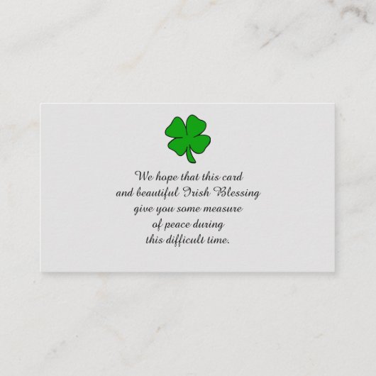 メモリアル写真悔やみや弔慰祈りの言葉カード 名刺 (裏面)