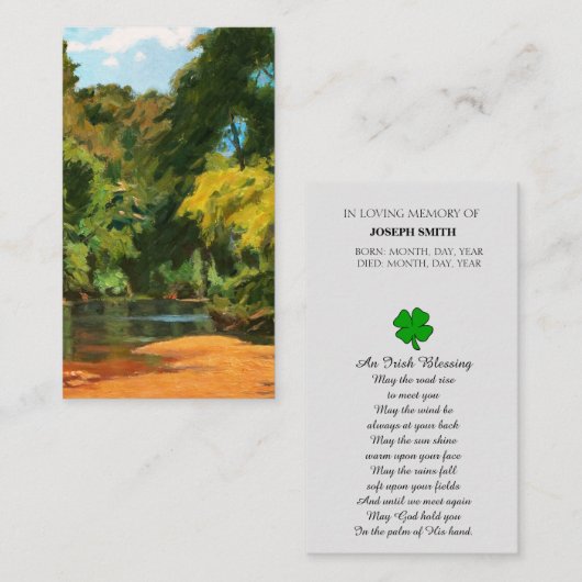 メモリアル写真悔やみや弔慰祈りの言葉カード 名刺 (正面/裏面)