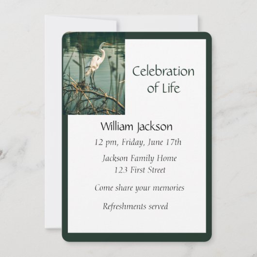 メモリアル写真招待状エグレットウォーターバード 招待状 (正面)