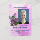 メモリアル写真水彩薄紫ガーデンフラワー 名刺 (裏面)