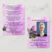 メモリアル写真水彩薄紫ガーデンフラワー 名刺 (正面/裏面)