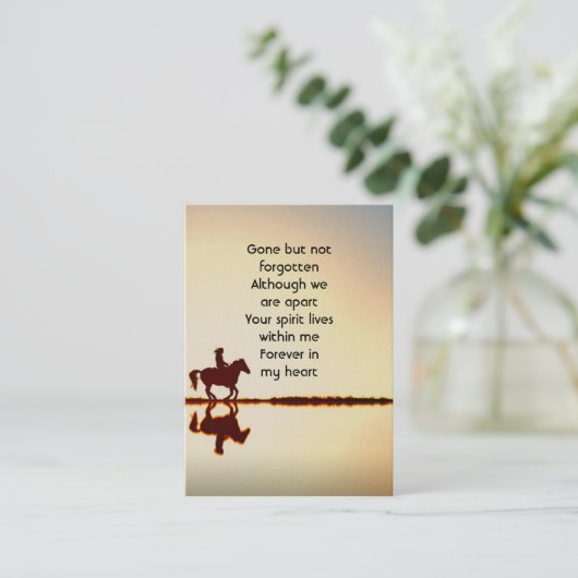 メモリアル写真祈りの言葉ウェスタンホースバックライディング 名刺 (スタンド正面)